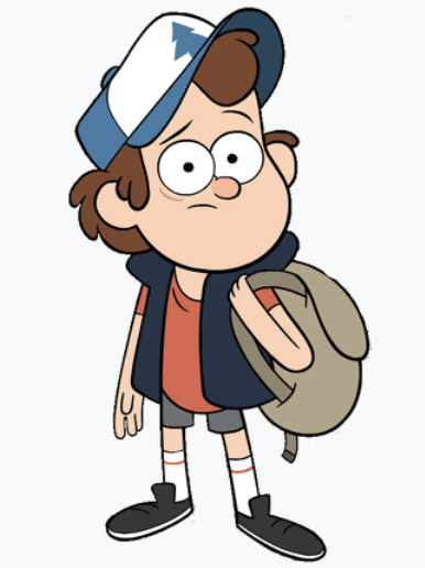 Gravity Falls OC Maker workflow step showing stickers and badges before funny scene ideas